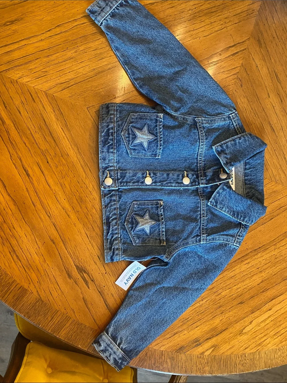 Old Navy Blue Kids Denim Jacket with Star Pocket Appliques